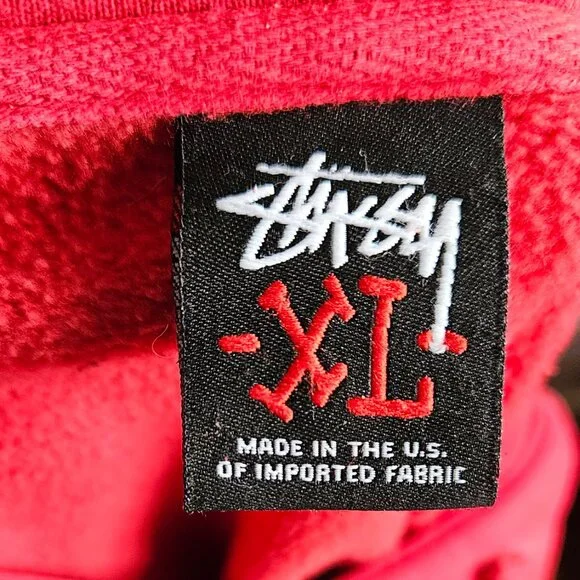 Vintage  Red Stussy graffiti logo "1980" pullover hoodie mens XL Made in USA - Picture 8 of 12